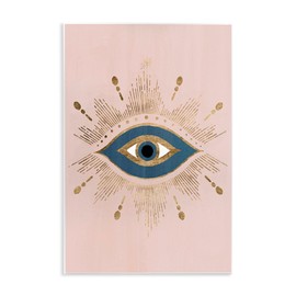 Stupell Industries Evil Eye Glam Boho Pattern Bold Blue Pink, Designed by Grace Popp Wall Plaque, 10 x 15