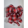 HANDMADE CHRISTMAS WREATH BOW RED & GRAY BUFFALO CHECK LANTERN
