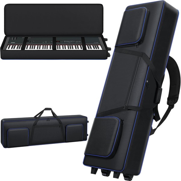 Aleemin 88 Key Keyboard Case Soft with Wheels (56.7”x18.9”x7.1”), Rolling
