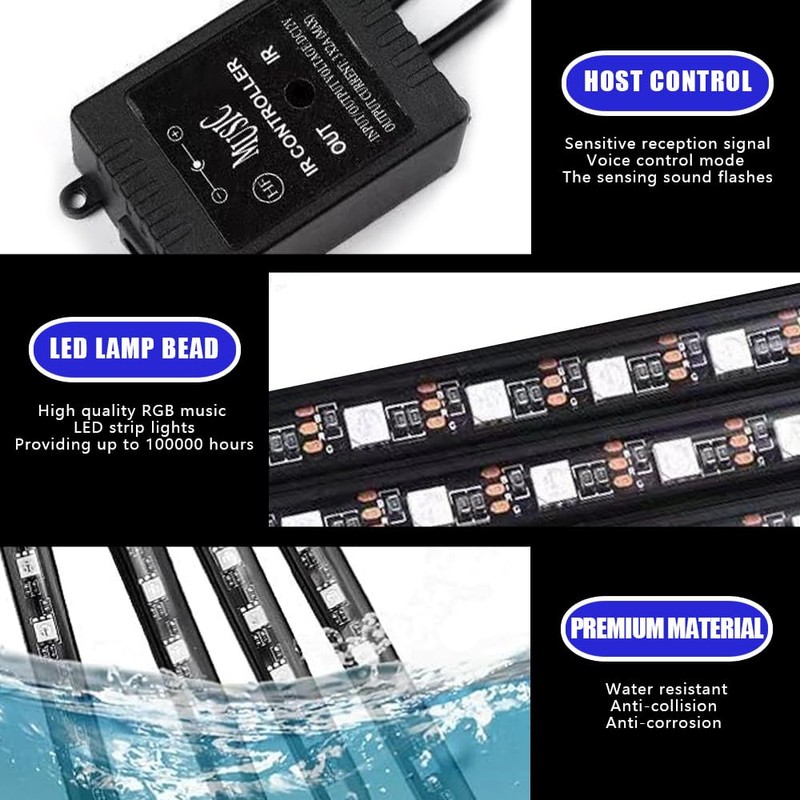 Ongfuwu Car Led Interior Lights, 48 LED Multi Color Strip