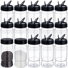 Mimorou 30 Pack 10.1 oz Plastic Spice Jars with Shaker Lids Clear Seasoning Containers Bottles for Kitchen Storing Spice Herbs Seasoning Powders