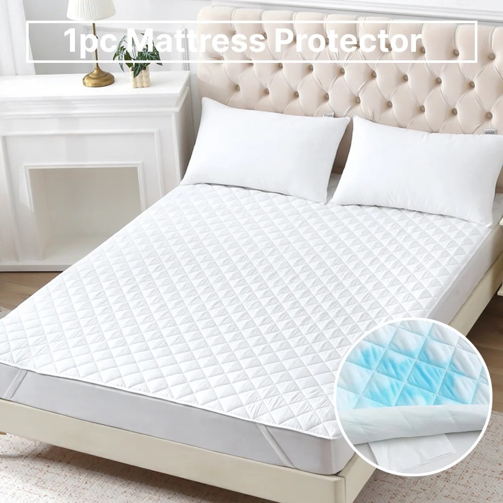 BedGrip Mattress Protector Waterproof – Square Grid Pattern with Elastic Corner Straps, Bed Room and Guest Room Sleep Protection
