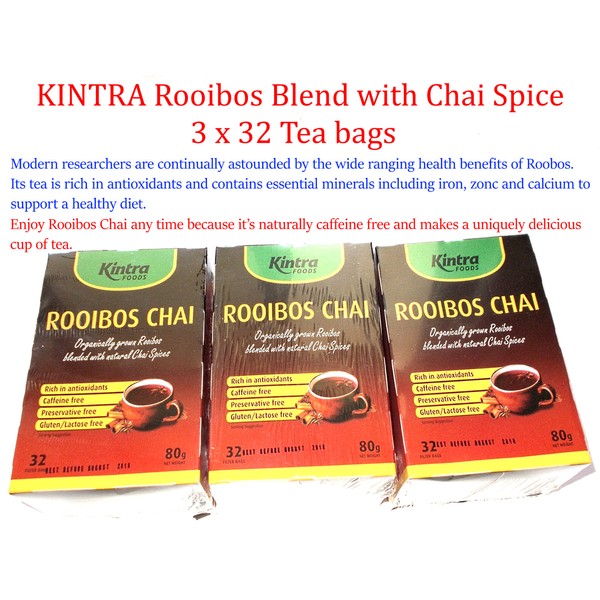 3 x 32 bags KINTRA Rooibos Blend with Chai Spice (96 Filter tea bags)