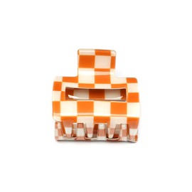 QinGoo Small Orange Chessboard Hair Clip Hair Accessories Hair Clip Fine Medium Thick Short Medium Hair 1 Piece (5.2 cm x 5 cm, Orange)