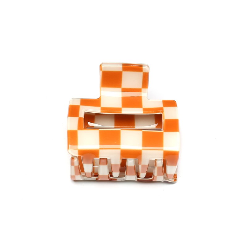 QinGoo Small Orange Chessboard Hair Clip Hair Accessories Hair Clip