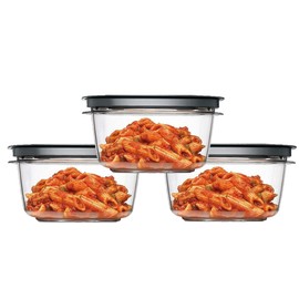 Utensilux Rubber maid Premier, 5 Cup Premier Flex & Seal Food Storage Set, 3 Tritan Containers, 3 Grey Flex and Seal Lids, 6 Piece Bundle Set Bundle