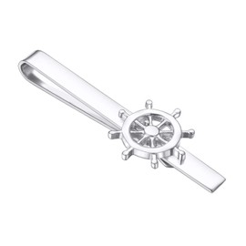 Asienice Skinny Nautical Tie Clip for Mens Silver Rudder Tie Clip Tie Bars Tie Accessories