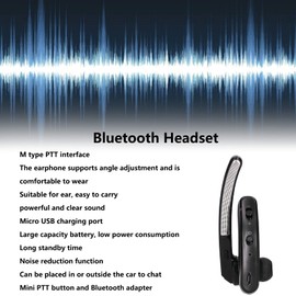 Walkie Talkie Bluetooth Headset, Noise Cancelling Bluetooth Headset, Wireless Dongle Earhook Two Way Radio Headset with Mic Hands Free Walkie Talkie Earpiece Support Angle Adjustment