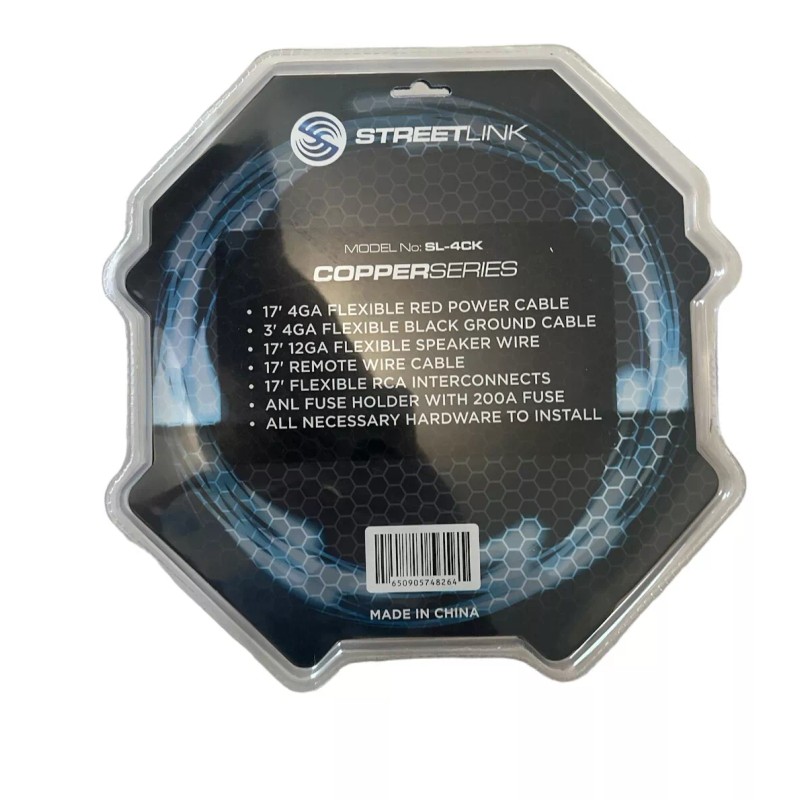 streetlink SL-4CK 4 Gauge Car Amplifier Install Copper Amp Kit