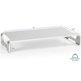 VIVO Silver Aluminum 16 inch Wide Monitor Riser, Ergonomic Desktop Stand, Modern Tabletop Organizer STAND-V000H