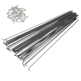 PATIKIL 14G Bicycle Spokes 260 Mm/10.24 Inch, 36 Pcs Stainless Steel J Bend 2mm Mountain Bike Spokes with Brass Nipples for City Road Bike Electric Bike MTB Wheel Spokes, Black