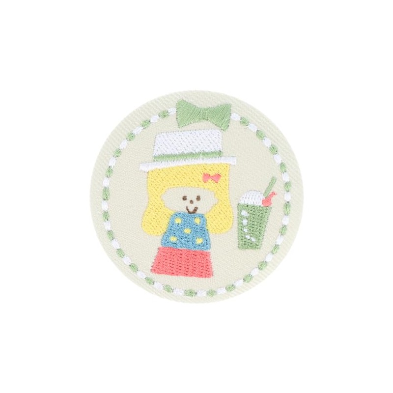 Sunstar Stationery mizutama S8346909 Can Badge Embroidered, Beige