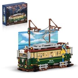 BrixVibe Retro Japanese Tram Building Set for Adults, Classic Enoshima Electric Railway Model with Light, Gift for Enthusiasts of Train Travel - 1953PCS