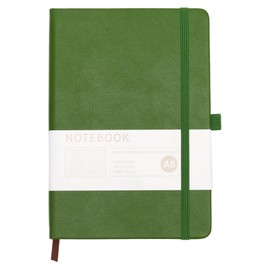 Green Lined Journal Notebook, Leather Hardcover Notebook, A5 College Ruled