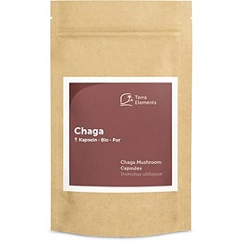 Terra Elements Organic Chaga Capsules (400 mg, Pack of 150) I Inonotus oliquus I Whole Fruit Body I 100% Pure I Vegan I Raw Food