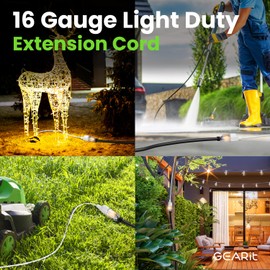 GEARit 360 Rotating Plug Heavy Duty Indoor/Outdoor Extension Cord 100 ft - 13 Amp Weatherproof Power Cable for Outdoor Landscaping, Lights, ETL Certified