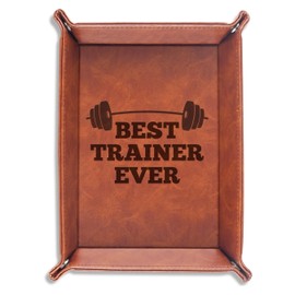 INNObeta Personal Trainer Gifts Valet Tray, Desktop Storage Organizer, PU Leather Bedside Tray, Key Coin Holder, New House Gifts for Friends on Housewarming Party