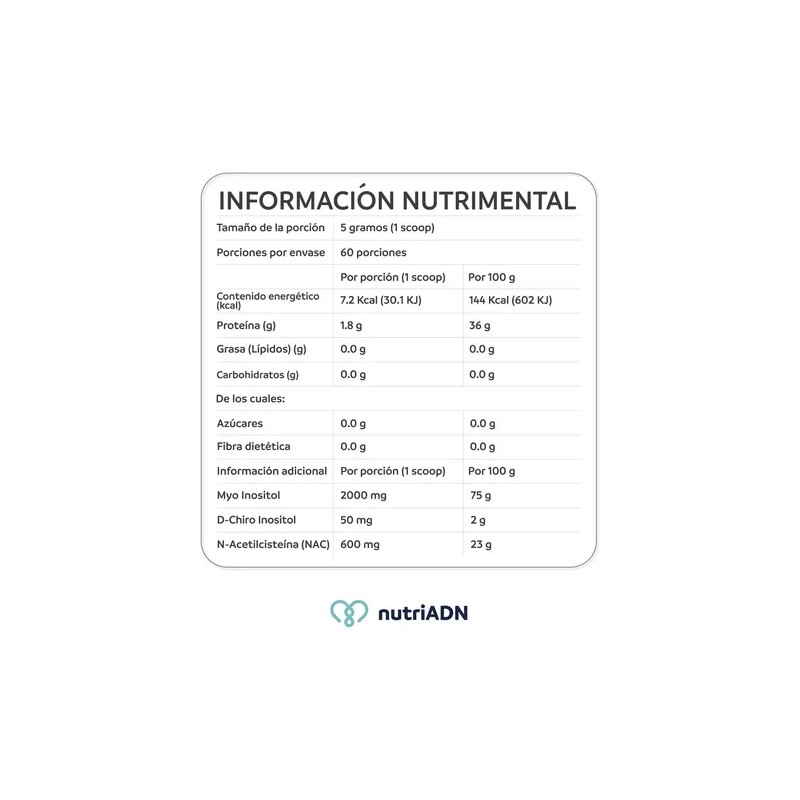 Suplemento Alimenticio NutriADN Inositol Myo & D-Chiro Nac 300g Sin