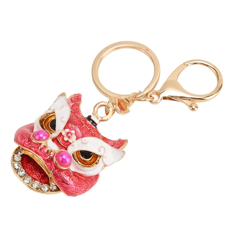6pcs Lion Dance Keychains Cute Funny Rust Prevention Rhinestone Keychain