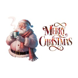 Family Merry Christmas Beautiful Quote Wall Decal Decoration Cozy Santa Claus Hot Chocolate Christmas Morning Holidays Lasts Years and Easily Removable - Size: 30 in(W) x 21 in(H)