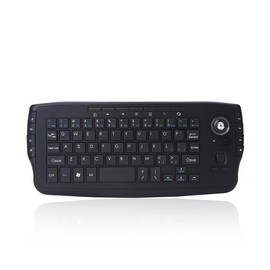 Mini Ergonomic Keyboard Trackball Air Mouse 1200dpi Function TV 2.4G Wireless Keyboard with trackball Mouse Keyboartd Combo for Lapotp PC TV Remote Controller HTPC (Black)