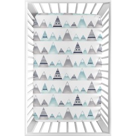 Sweet Jojo Designs Navy Blue, Aqua and Grey Aztec Baby Boy or Girl Unisex Fitted Mini Portable Crib Sheet for Mountains Collection - for Mini Crib or Pack and Play ONLY