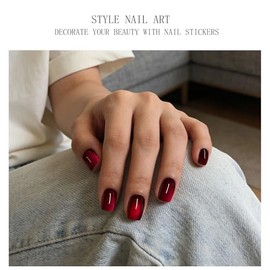 JMEOWIO Pegatinas de Gel para Uñas Ojos de Gato Rojos Tiras de Gel Semi Curadas UV/LED Arte de Uñas Diseño Decoración Accesorios