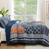 WONGS BEDDING Navy Blue Quilt Set King Size,Bohemian Patchwork Bedspread