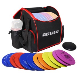 GOOSO Disc Golf Set with Bag - 12 PCS Flying Disc Golf Discs for Beginner with Putter, Midrange, Driver | Portable Disc Golf Backpack Holds 28+ Discs Free Stand Bag Design for Convenient Use
