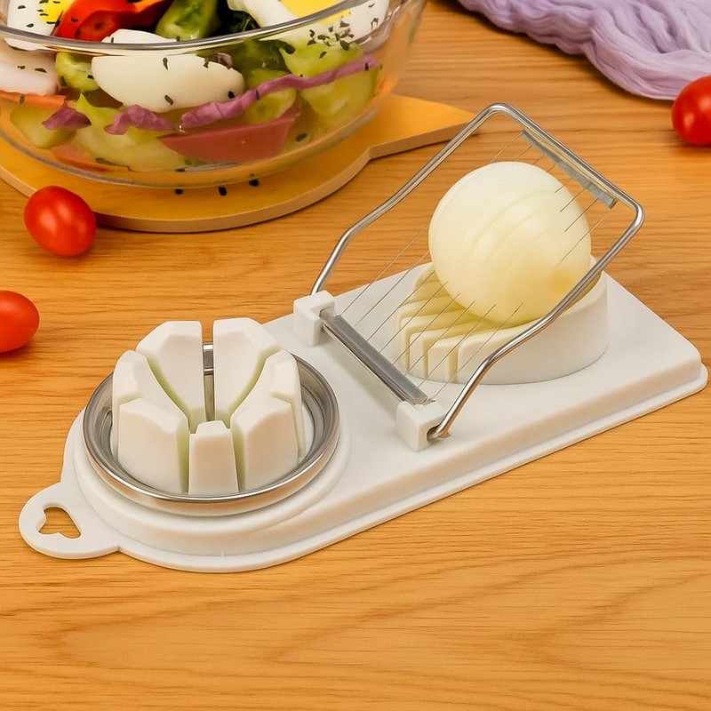 2-in-1 Egg Slicer Cutter (White)