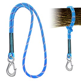 Gohytal Hanging Rope, Swing Tree Attachment Rope, 1 m Hammock Attachment Suspension Cord with Hook (400 lbs) for Outdoor Tree Hanging Chair Playground Set, 2500 lbs, 10 mm Diameter, Blue