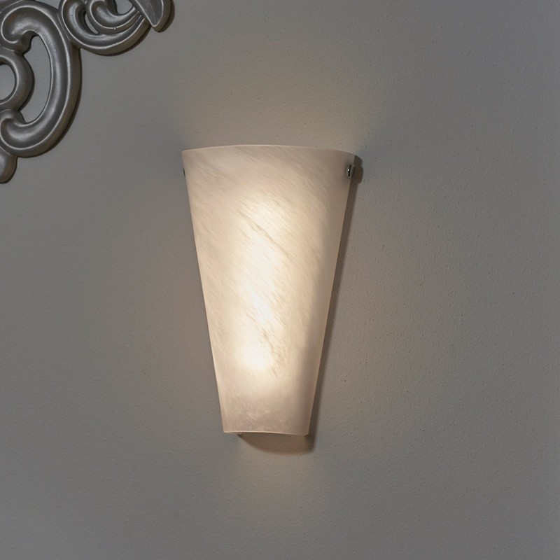 It's Exciting Lighting IEL-4400 Frosted Marble Glass Conical Sconce, Battery
