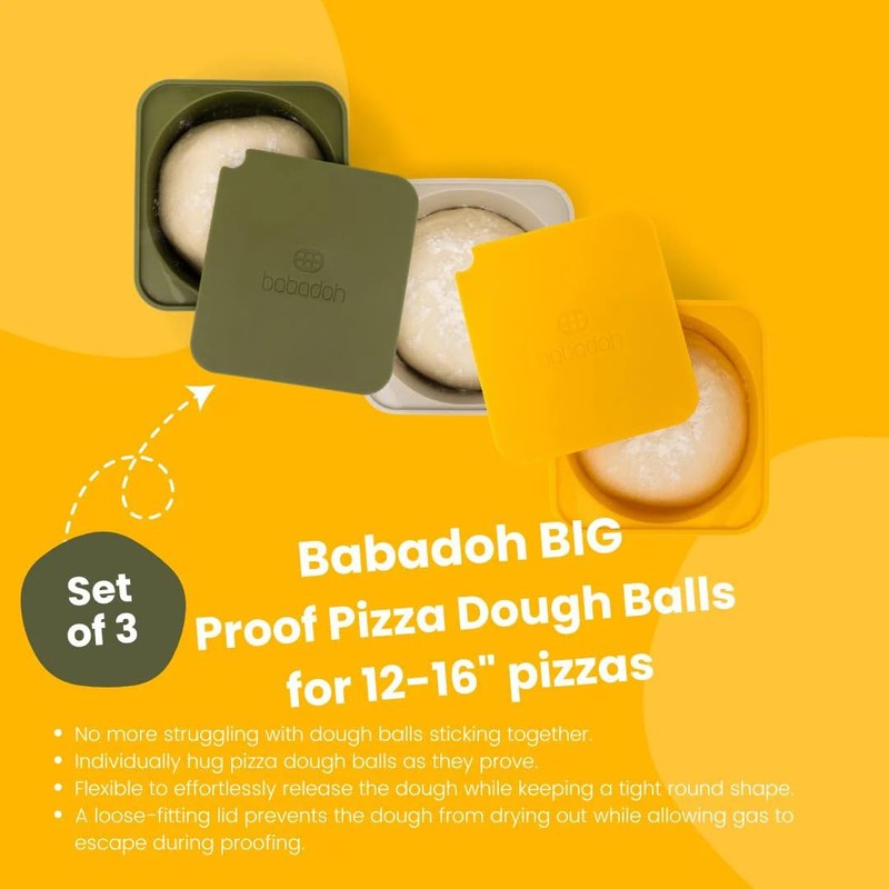 Babadoh BIG Silicone Pizza Dough Proofing Containers with Lids |