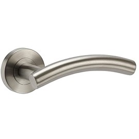 Arched Lever Brushed Stainless Steel Door Handles on Rose