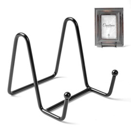 Bilillo 2 Pack 3 Inch Plate Stands for Display, Black Iron Frame Stand Plate Holders for Displaying, Small Picture Stand for Decorative Plate, Platter, Book, Photo Easel, Tabletop Art
