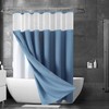 FLORISTU Textured Shower Curtain Shimmery Color Blue White Splice Double