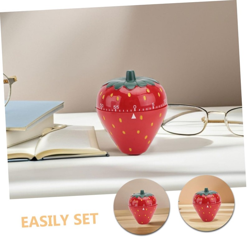 LIFKOME Strawberry Shape Mechanical Timer Manual Countdown for Kitchen Cooking