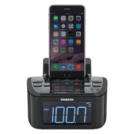 Sangean Compact AM/FM Dual Alarm Clock Radio with Large Easy to Read Backlit LCD Display & Lightning Connector Dock