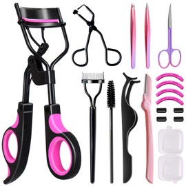 Kit Rizador de Pestañas, Rizador de Pestañas 9 en 1 con 4 Almohadillas de Recambio, Rizador de Pestañas Parcial, Herramientas de Maquillaje de Ojos, Pestañas Naturales de Larga Duración