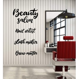 Vinyl Wall Decal Lettering Nail Artist Lash Maker Brow Master Beauty Salon Stickers Mural Large Decor (g1560) Black