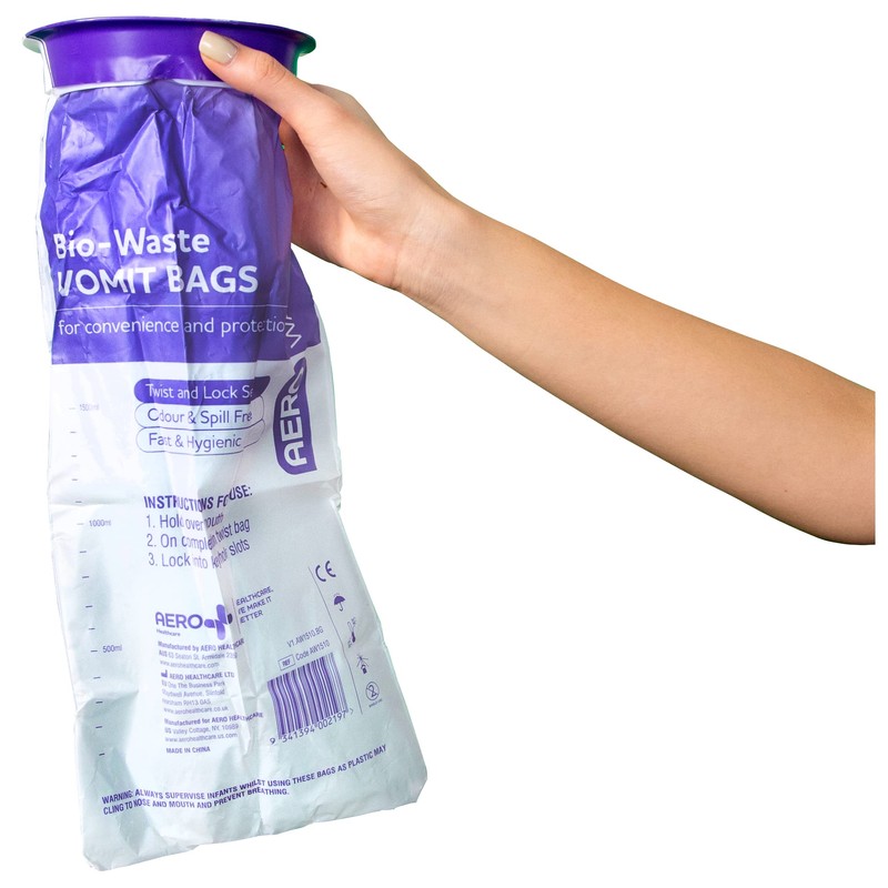 Aero Healthcare AeroWaste Vomit Bag Carton of 50, 50 count,