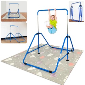 MARFULA Upgrade Foldable Gymnastic Bar with Mat for Kids Ages 3-12, 200 lbs Weight Capacity, Gymnastic Kip Bar Horizontal Bar for Kids, Gymnastic Training Equipment for Home and Gym Center Use