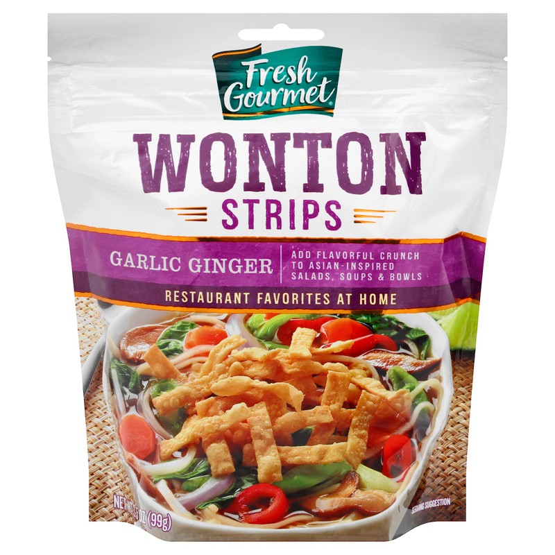 Fresh Gourmet Wonton Strip Garlic Ginger 3.5 Ounce (Pack of