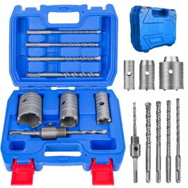 DEHUIWI 8PCS Masonry Hole Saw Kit, Concrete Hole Saw 2 Inch, SDS Plus Corning Bits for Cement Brick Wall, Carbide Hole Saw Kit 30 40 50 MM, Diamond Drill Core Bit for Cement, Stone