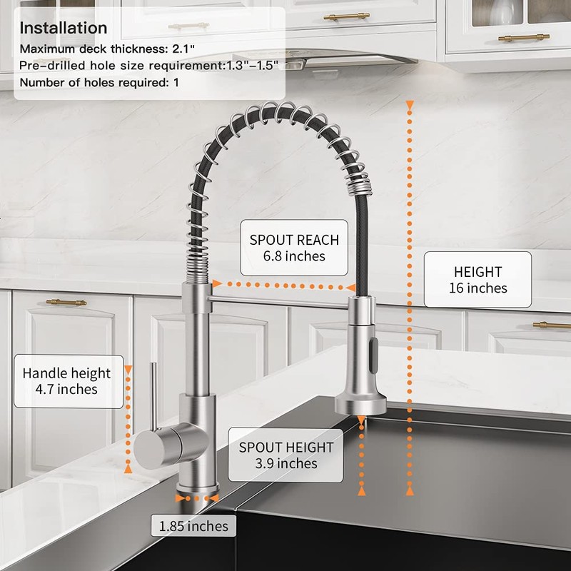 OWOFAN Kitchen Faucet with Pull Down Sprayer Industrial 1 Handle