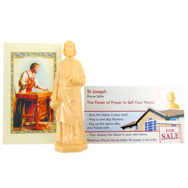 St Joseph Statue for Selling Homes with Instruction Card and Novena Prayer Complete Kit