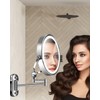 30X/1X Wall Mounted Lighted Makeup Mirror, 9'' Height Adjustable Double