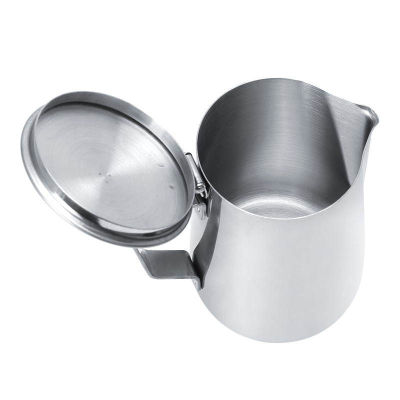 1000ml Stainless Steel Coffee Milk Frothing Cup with Lid for