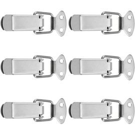 Set of 6 Tension Latches Made of 304 Stainless Steel, Ideal for Boxes, Toolboxes and Drawers, Folding Lock with Metal Lever Lock and Hasp Suitcase Lock