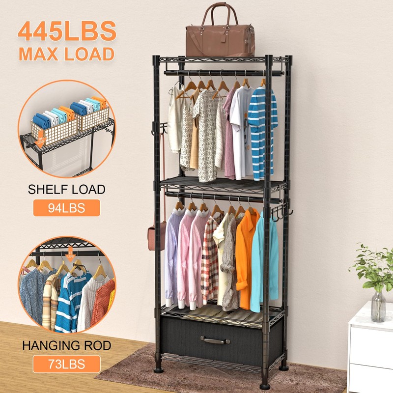 VyGrow Clothes Rack, Clothing Rack for Hanging Clothes, 4 Tiers